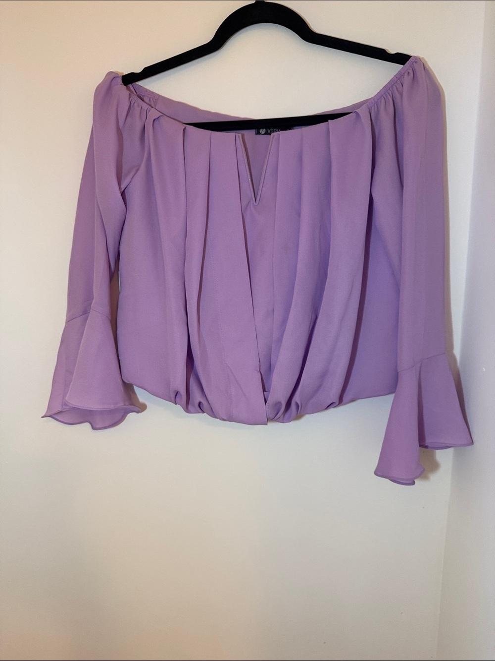 Lavender Off-Shoulder Blouse with Bell Sleeves - Women Tops